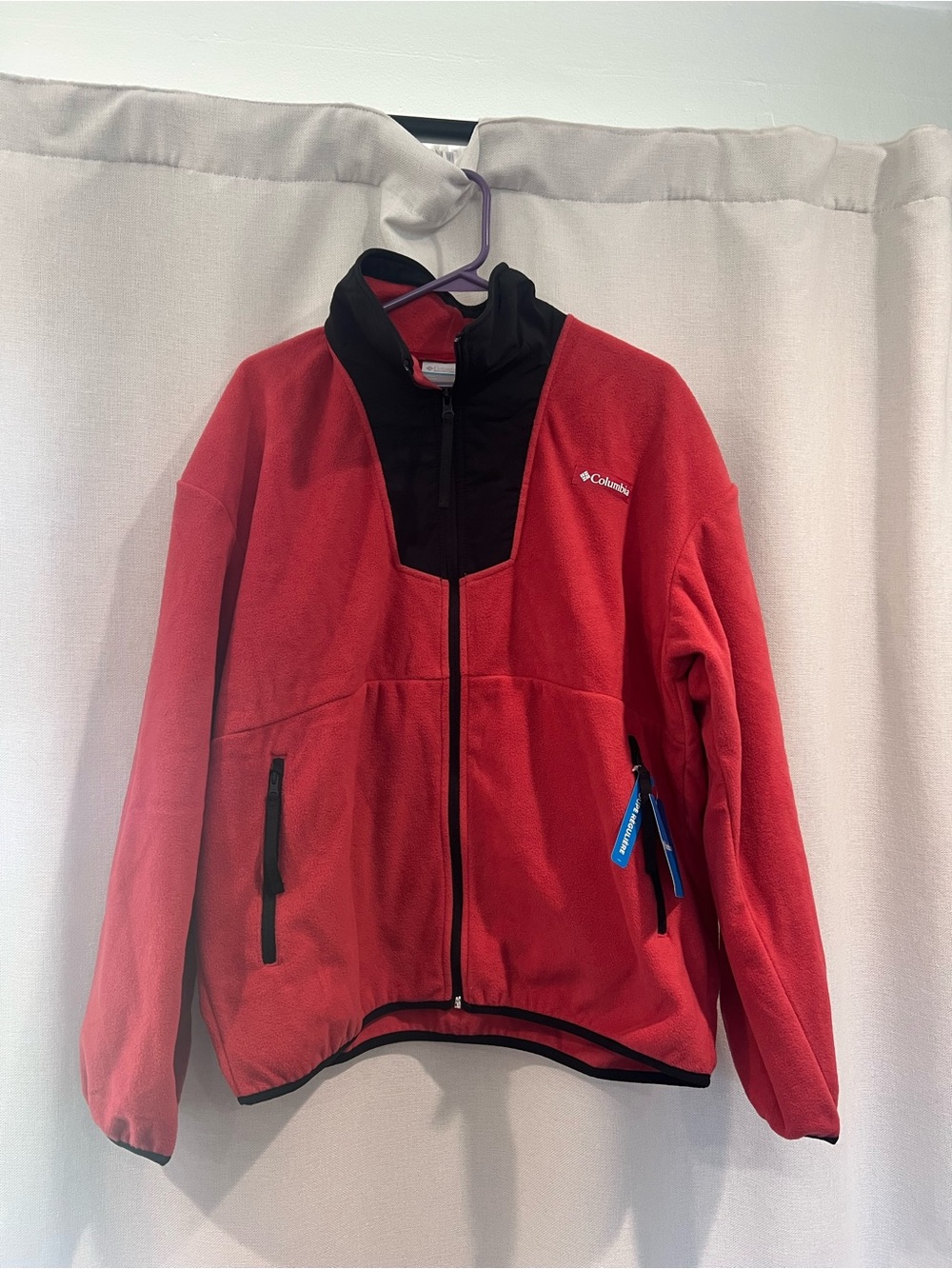 Columbia Red Fleece Jacket with Black Trim